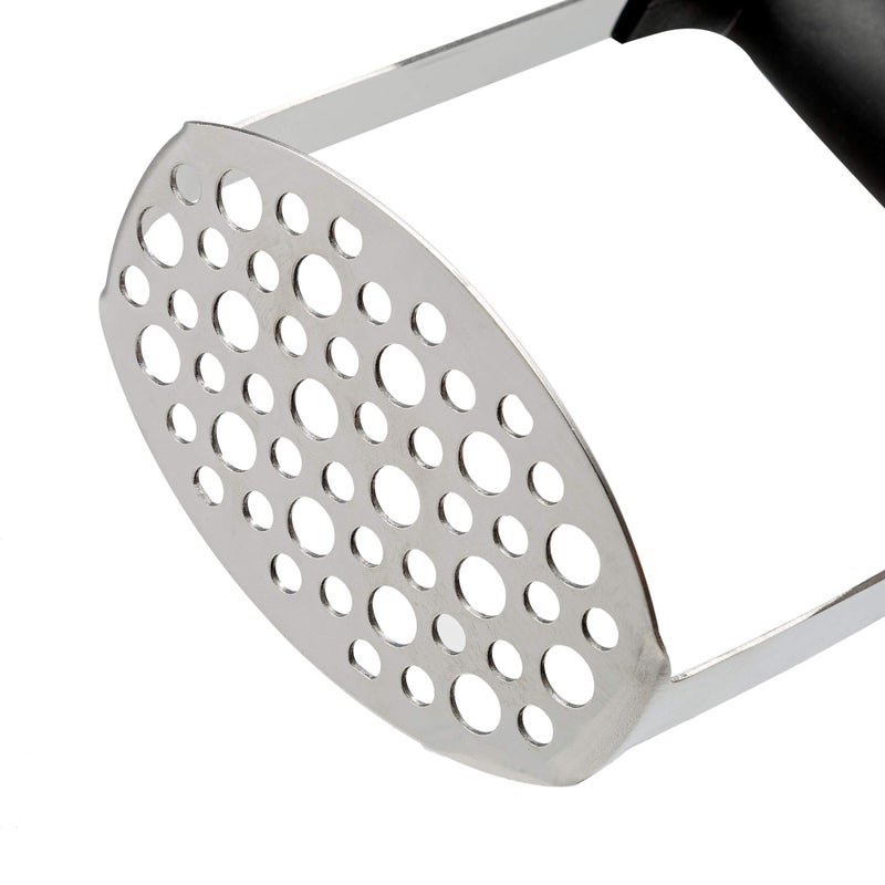 Cooking Light Heavy Duty Stainless Steel Masher, Broad and Ergonomic Horizontal, Fine Plate for Smooth Mashed Potatoes, Soft Grip and Non-Slip Handle, Black - Image 5